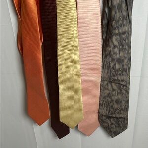 Stylish Men's Tie Collection - Orange, Yellow, Pink, Brown, Gray